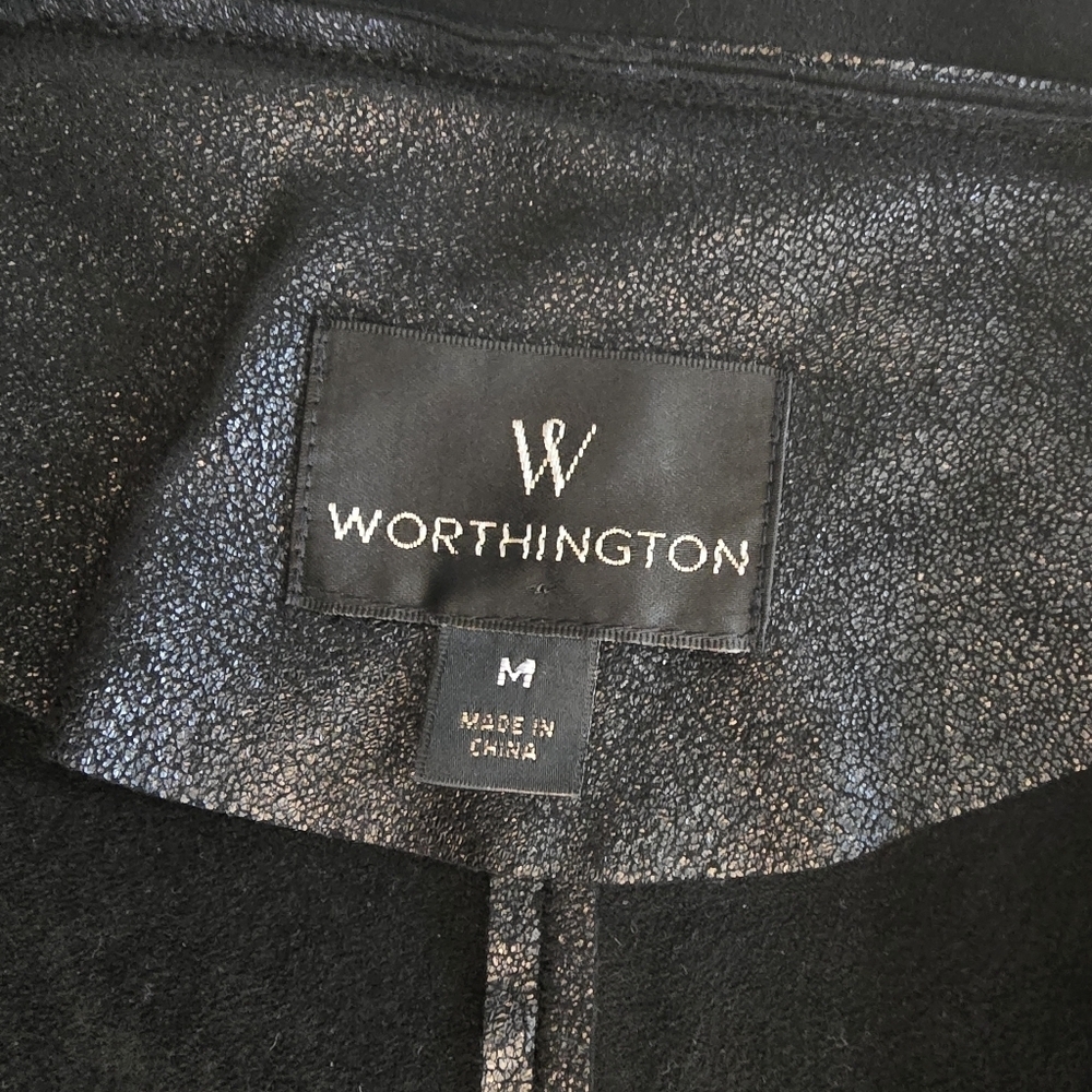 Worthington Black Faux Suede Cardigan Jacket Size M - Picture 3 of 6